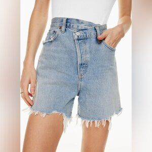 AGOLDE Criss Cross Symbol Denim Shorts Light Wash
